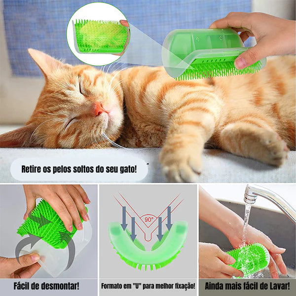 Escova Massageadora para Gatos com porta Catnip